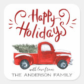 prettige feestdagen | kerstfeest met rode vrachtw vierkante sticker (Voorkant)