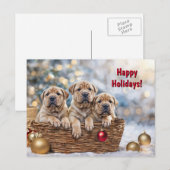 Prettige feestdagen Kerstfeest Schattigee Shar-pei (Voorkant / Achterkant)