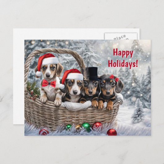 Prettige feestdagen Kerstfeest Schattigee teckel P (Voorkant / Achterkant)