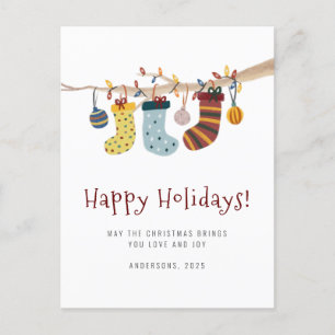 prettige feestdagen kerstfeest Sokken Briefkaart