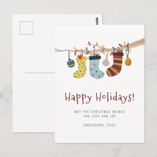 prettige feestdagen kerstfeest Sokken Briefkaart (Voorkant / Achterkant)