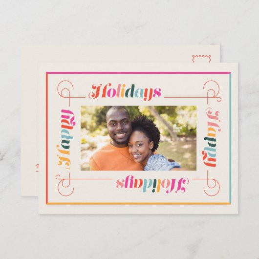 prettige feestdagen kerstfeestdag in Retro Briefka (Voorkant / Achterkant)