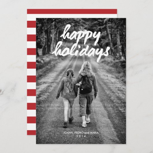 prettige feestdagen Kerstfeestdag rood wit Feestdagenkaart (Voorkant / Achterkant)