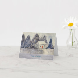 prettige feestdagen kerstfeestdag — Snowy Cottage Kaart