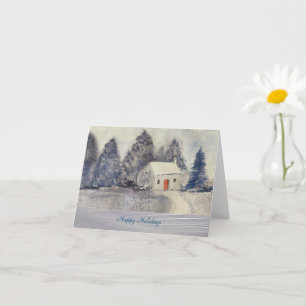 prettige feestdagen kerstfeestdag — Snowy Cottage Kaart
