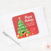prettige feestdagen kerstfeestelijke zakelijke Log Vierkante Sticker (Envelop)