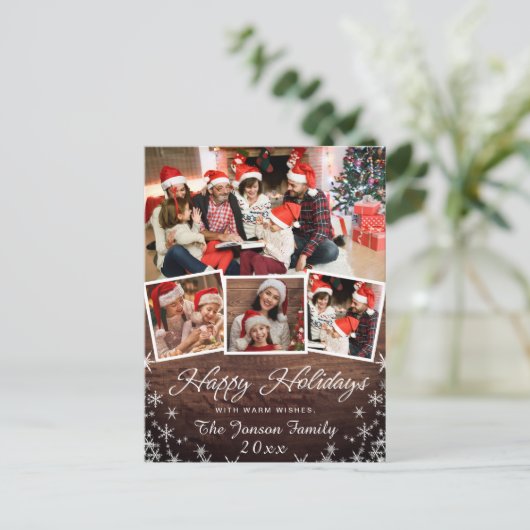 prettige feestdagen kerstfeestmaal 4 PHOTO-groet Briefkaart (Staand voorkant)