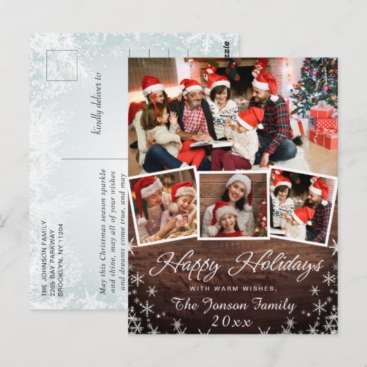 prettige feestdagen kerstfeestmaal 4 PHOTO-groet Briefkaart (Voorkant / Achterkant)