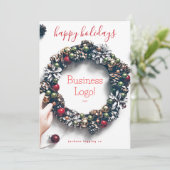 "Prettige feestdagen" kerstfoto Garland Wreath Feestdagenkaart (Staand voorkant)