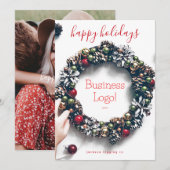 "Prettige feestdagen" kerstfoto Garland Wreath Feestdagenkaart (Voorkant / Achterkant)