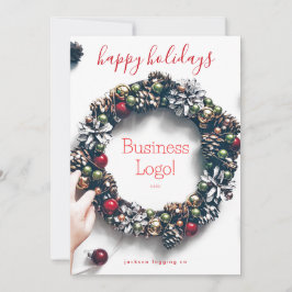 "Prettige feestdagen" kerstfoto Garland Wreath Feestdagenkaart