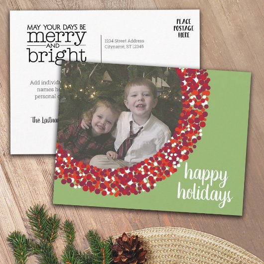 prettige feestdagen - kerstfoto groene rode bes