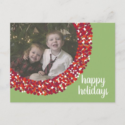 prettige feestdagen - kerstfoto groene rode bes (Voorkant)