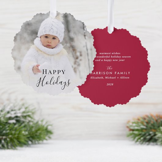 Prettige feestdagen Kerstfoto Ornament Kaart