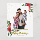 prettige feestdagen kerstfoto Red Flowers Briefkaart (Voorkant)