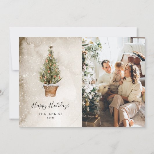 prettige feestdagen kerstfoto Rustic Feestdagenkaart (Voorkant)