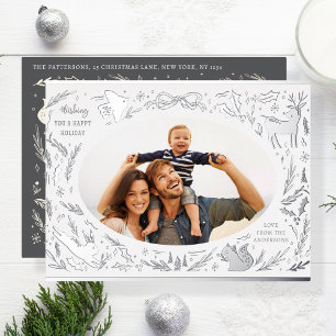 Prettige feestdagen Kerstfoto Woodland Doodle