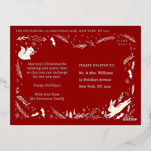 Prettige feestdagen Kerstfoto Woodland Doodle (Achterkant)