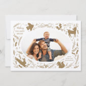 Prettige feestdagen Kerstfoto Woodland Doodle Feestdagenkaart (Voorkant)