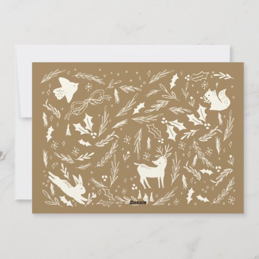 Prettige feestdagen Kerstfoto Woodland Doodle Feestdagenkaart (Achterkant)
