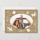 Prettige feestdagen Kerstfoto Woodland Doodle Feestdagenkaart (Voorkant)