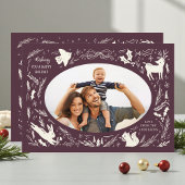 Prettige feestdagen Kerstfoto Woodland Doodle Feestdagenkaart