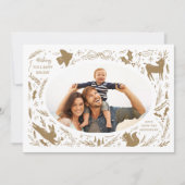 Prettige feestdagen Kerstfoto Woodland Doodle Feestdagenkaart (Voorkant)