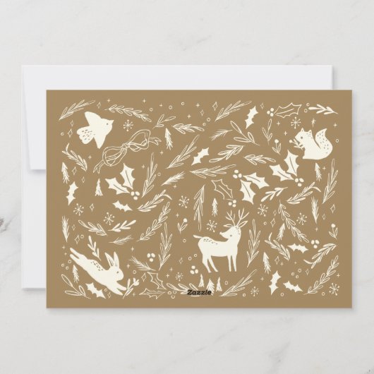 Prettige feestdagen Kerstfoto Woodland Doodle Feestdagenkaart (Achterkant)