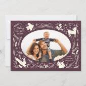 Prettige feestdagen Kerstfoto Woodland Doodle Feestdagenkaart (Voorkant)