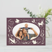 Prettige feestdagen Kerstfoto Woodland Doodle Feestdagenkaart (Staand voorkant)