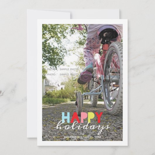 prettige feestdagen kerstfotofeestdag wint Red Feestdagenkaart (Voorkant)