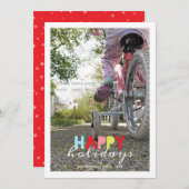 prettige feestdagen kerstfotofeestdag wint Red Feestdagenkaart (Voorkant / Achterkant)