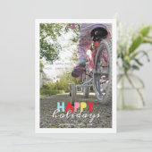 prettige feestdagen kerstfotofeestdag wint Red Feestdagenkaart (Staand voorkant)