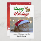 prettige feestdagen kerstfotoscript Reindeer Feestdagenkaart (Voorkant / Achterkant)