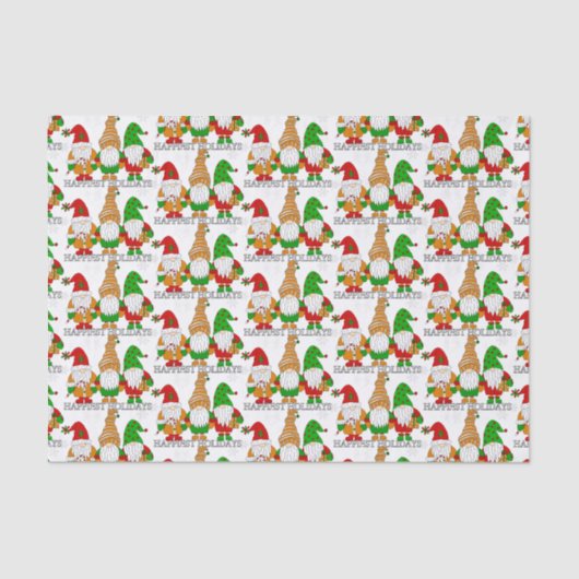 prettige feestdagen kerstgnomen Festive Cute Tissuepapier (Voorkant)