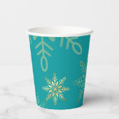 prettige feestdagen kerstgouden sneeuwvlokken groe papieren bekers (Achterkant)