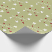 prettige feestdagen kerstgroen en rood met sterren cadeaupapier (Hoek)