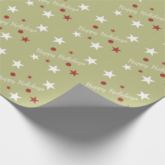 prettige feestdagen kerstgroen en rood met sterren cadeaupapier (Hoek)