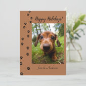 Prettige feestdagen Kersthond huisdier foto Feestdagenkaart (Staand voorkant)