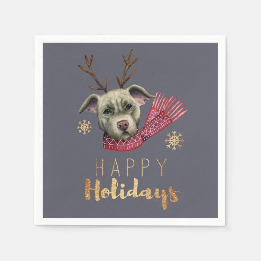 Prettige feestdagen Kersthond met Antlers, Servet (Voorkant)