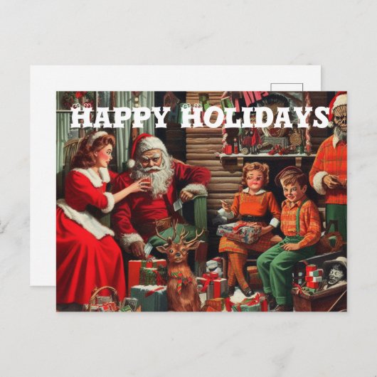 Prettige feestdagen Kersthorror retro Briefkaart (Voorkant / Achterkant)