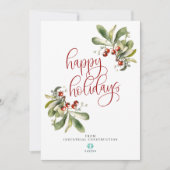 Prettige feestdagen Kerstkaart met bedrijf logo (Voorkant)