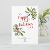 Prettige feestdagen Kerstkaart met bedrijf logo (Staand voorkant)