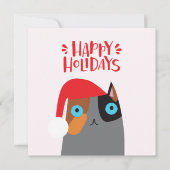 prettige feestdagen - kerstkat Cartoon Feestdagenkaart (Voorkant)