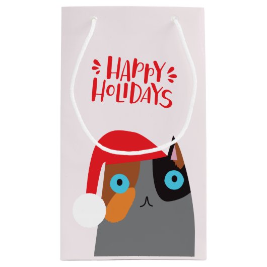 prettige feestdagen - kerstkat Cartoon Klein Cadeauzakje (Achterkant)