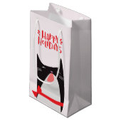 prettige feestdagen - kerstkat Cartoon Klein Cadeauzakje (Voorkant Gekanteld)