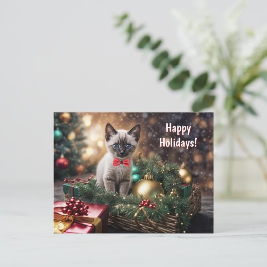 Prettige feestdagen Kerstkat Schattigee kat (Staand voorkant)