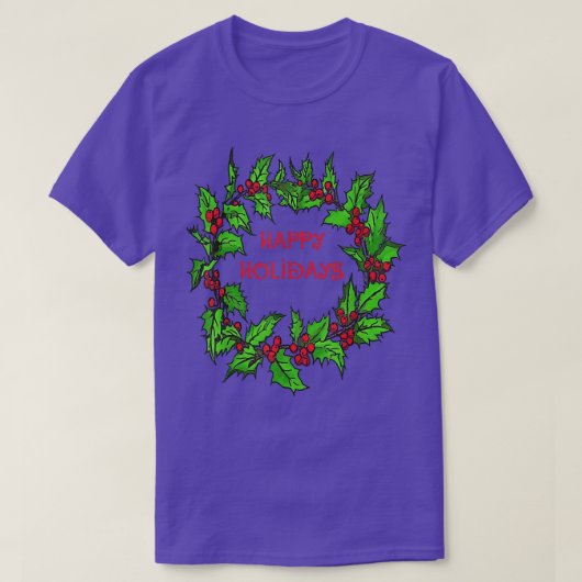 prettige feestdagen Kerstkerst Holly Wreath T-shirt (Design voorkant)