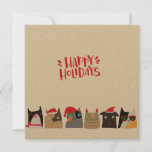 prettige feestdagen! Kerstkerstkatten voor de kort Feestdagenkaart<br><div class="desc">NewParkLane - Persoonlijke Kraft-kerstkaart voor kattenliefhebbers, met zes schattige katten cartoons, die een kersthoed dragen, met een Prettige feestdagen wens in de leuke, rode, scripttypografie, tegen een gebroken witte achtergrond (u kunt de achtergrondkleur desgewenst wijzigen). De achterzijde heeft een tekst-sjabloon voor uw persoonlijke kerstbericht. Pas gewoon de tekst aan of...</div>