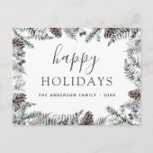 prettige feestdagen kerstklep Blue Greenery Holid (Voorkant)